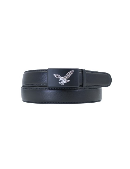 ceinture en croute de cuir noire pour homme - boucle automatique