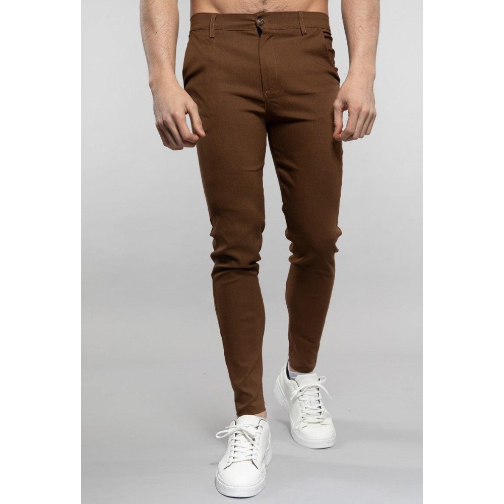 Pantalon slim pour homme - marron