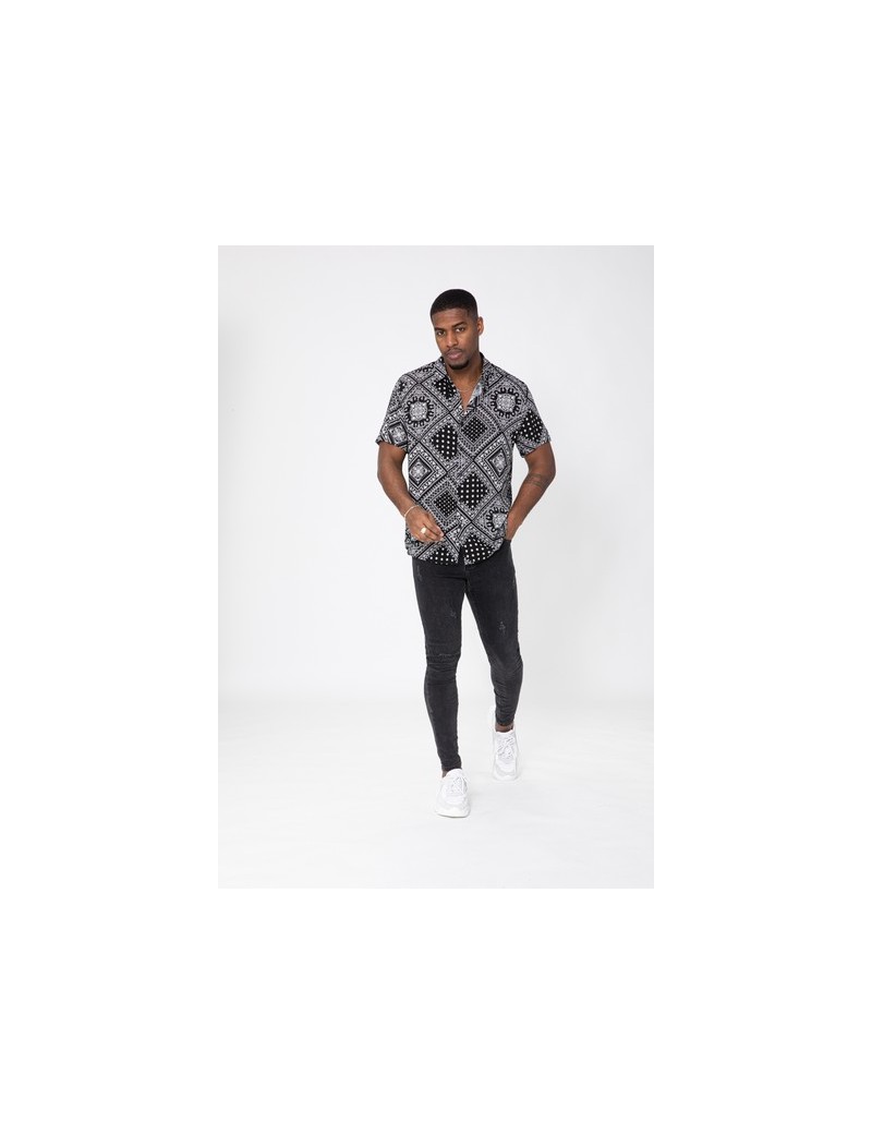 Chemise Homme Manches courtes- Imprimées graphiques noir et blanc